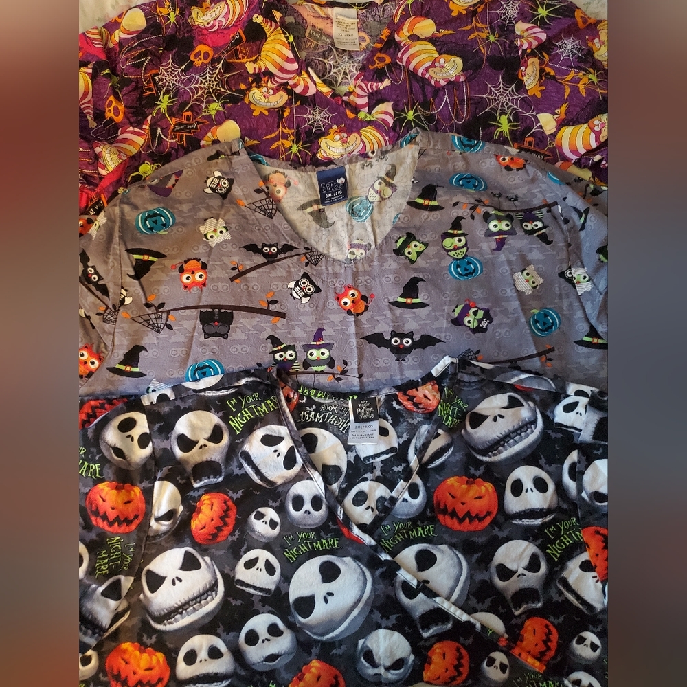 Women's Halloween scrub tops 3x